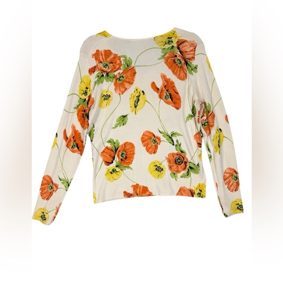Belford silk blend poppy sweater size medium preowned - Picture 4 of 8